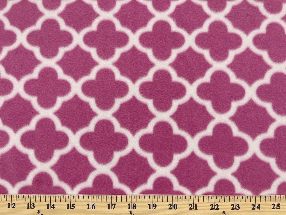 Anti Pill Quatrefoil Fuchsia  Fleece 123