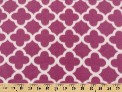 Anti Pill Quatrefoil Fuchsia  Fleece 123