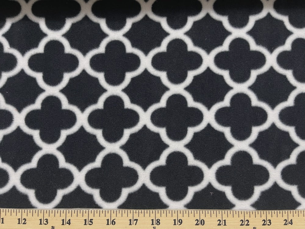 Anti Pill Quatrefoil Black  Fleece 125