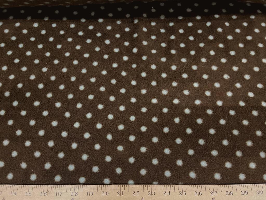 Anti-Pill Brown Blue Polka Dot Fleece AA1