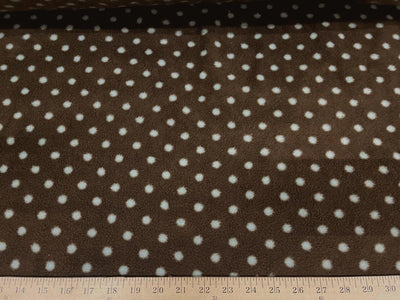Anti-Pill Brown Blue Polka Dot Fleece AA1