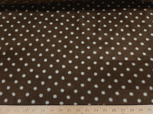 Anti-Pill Brown Blue Polka Dot Fleece AA1