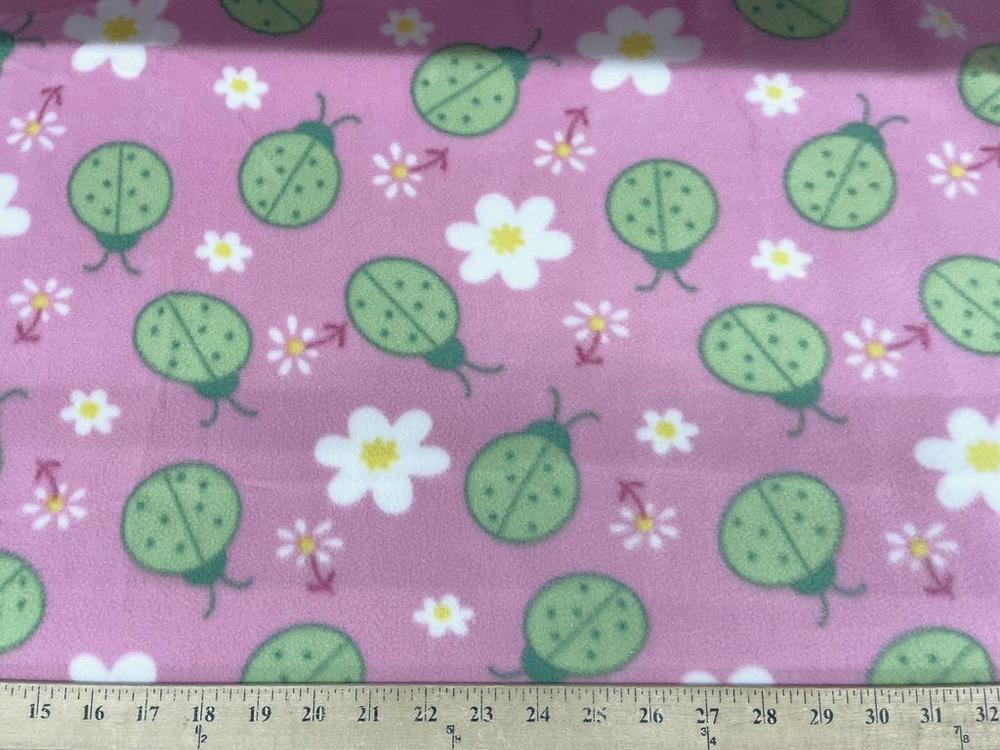 Lady Bugs On Hot Pink Fleece