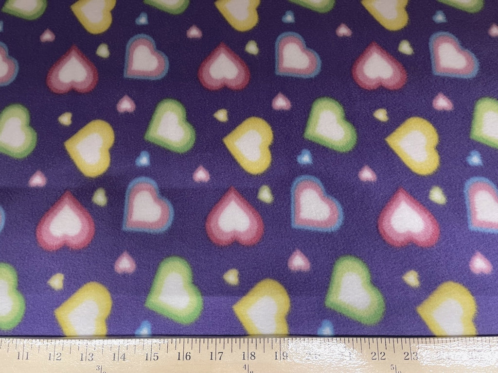 Premium Anti-Pill Hearts on Purple Fleece NF-3