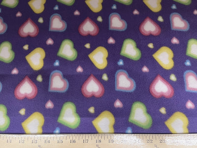 Premium Anti-Pill Hearts on Purple Fleece NF-3