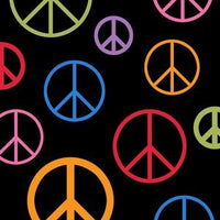 Anti-Pill Rainbow Peace On Black Fleece 185