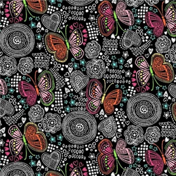 Premium Anti-Pill Butterfly Doodles Fleece 188