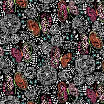 Premium Anti-Pill Butterfly Doodles Fleece 188