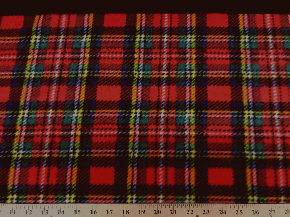 Premium Anti-Pill Stewart Plaid Red Fleece 250