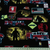 Anti-Pill Fire Fighter Trucks Collage Fleece 251