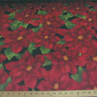 Premium Anti-Pill Poinsettia On Black Fleece 308