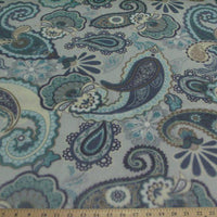Premium Anti-Pill Paisley Teal Blue on Blue Gray Fleece 310