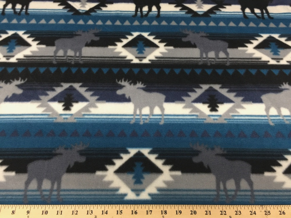 Anti-Pill Moose Crossing Blue 349