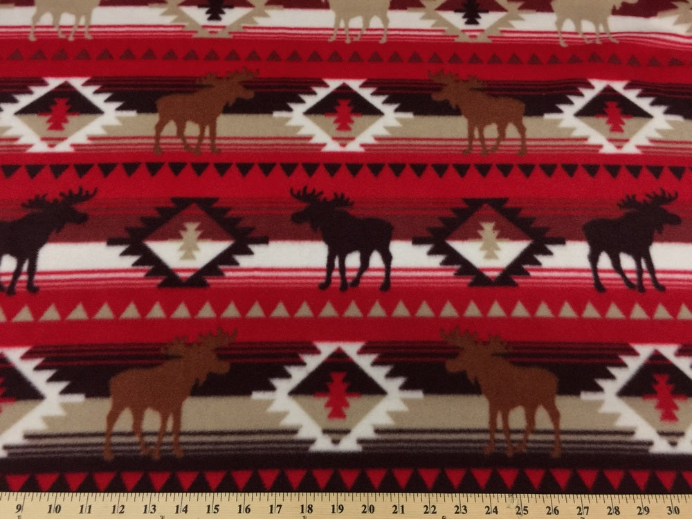 Anti-Pill Moose Crossing Red 397