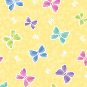 Premium Anti-Pill Rainbow Butterfly Yellow Fleece 525