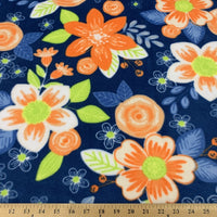 Anti Pill Ventura Floral Navy Fleece 551