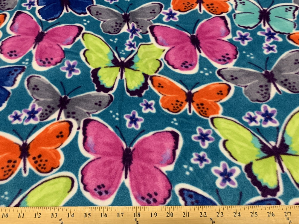 Anti Pill Butterfly Teal Fleece 559