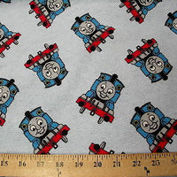 Light Blue Thomas Train Flannel