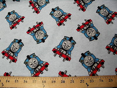 Light Blue Thomas Train Flannel