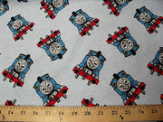 Light Blue Thomas Train Flannel