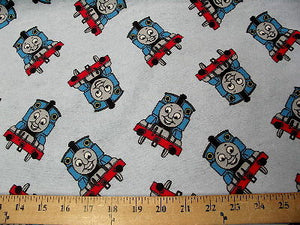 Light Blue Thomas Train Flannel