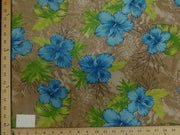 Koshibo Prints Tan Blue Hibiscus KO-1
