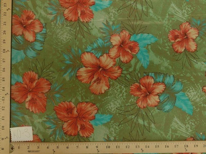 Koshibo Prints Green Coral Hibiscus KO-3