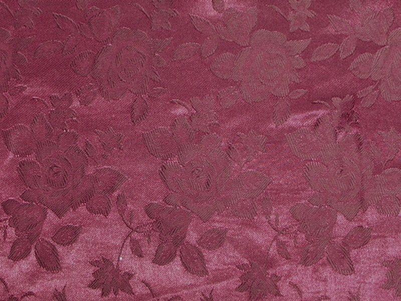 Floral Satin Brocade Medium Rose Dark Burgundy