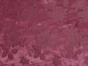 Floral Satin Brocade Medium Rose Dark Burgundy