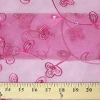 Embroidered Flower Sequins Organza FUCHSIA EM-1