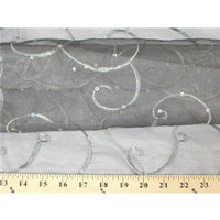 Embroidered Swirl Sequins Organza SILVER GRAY EM-22
