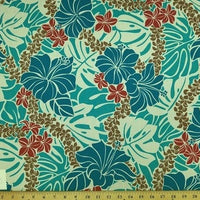SWATCHES Green/Teal Hawaiian Floral Prints