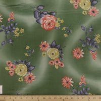 Koshibo Prints Moss Green Yellow Rose KO-5