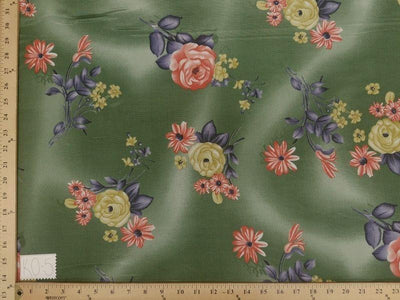 Koshibo Prints Moss Green Yellow Rose KO-5