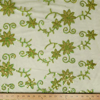 Colored Fancy Embroidery Mesh Lace Lime Green FEM-5