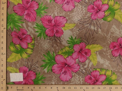Koshibo Prints Tan Hot Pink Hibiscus KO-2