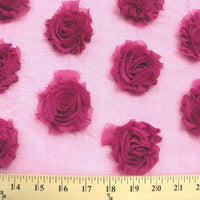 Rose Bud Chiffon Mesh Fuchsia Hot Pink Ground