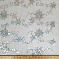 Colored Fancy Embroidery Mesh Lace Silver Gray FEM-3