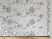 Colored Fancy Embroidery Mesh Lace Silver Gray FEM-3