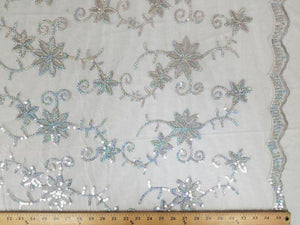 Colored Fancy Embroidery Mesh Lace Silver Gray FEM-3