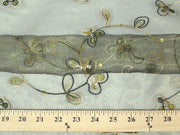 Embroidered Flower Sequins Organza OLIVE GREEN EM-2