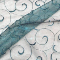 Embroidered Organza TEAL