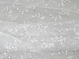 Embroidered Vine Organza White