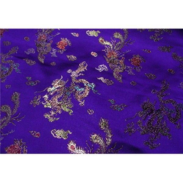 Chinese Satin Dragon/Phoenix Brocade Dark Purple Dye Lot 2