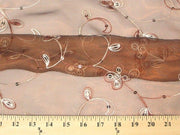 Embroidered Flower Sequins Organza RUST EM-3
