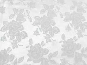 Floral Satin Brocade Medium Rose White