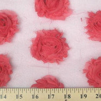 Rose Bud Chiffon Mesh Coral Pink Ground