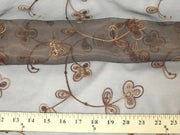 Embroidered Flower Sequins Organza BROWN EM-8