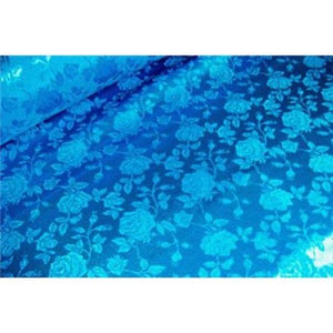 Floral Satin Brocade Turquoise