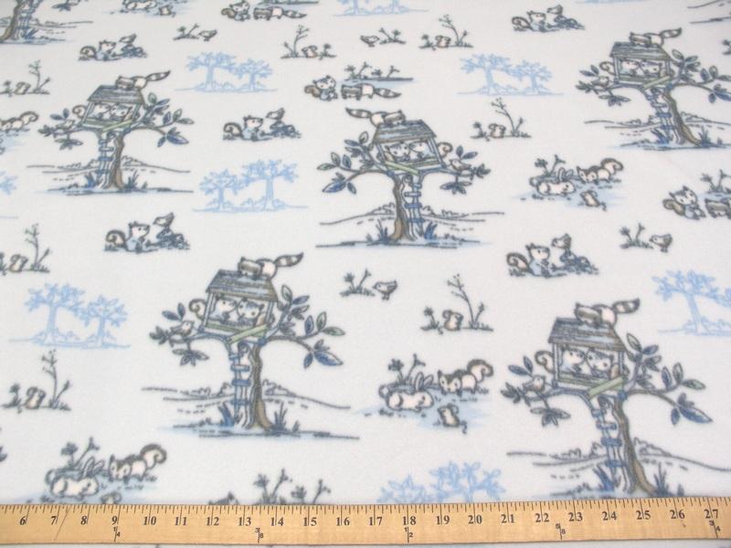 Premium Anti-Pill Light Blue Squirrels Fleece 67